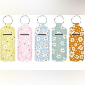 Colorful Daisy Theme Lipstick Holder Keychain